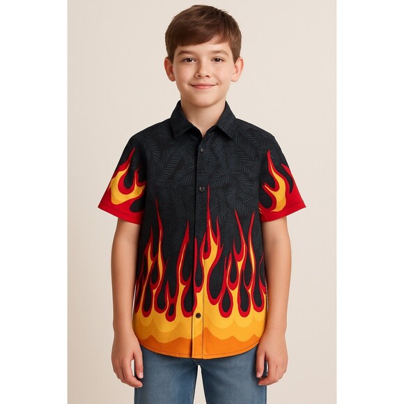 Boys flamethrower button up T-shirt - Picture 1 of 2